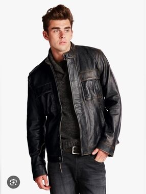 Sonoma Dark Leather Jacket with Lined With Hood LIKE NEW🎉